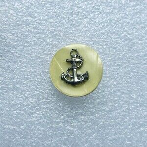 Vintage Cream Pearl Celluloid Metal Anchor Button